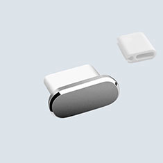 Tapon Antipolvo USB-C Jack Type-C Universal H10 para Wiko View Max Gris Oscuro