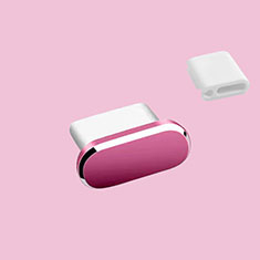Tapon Antipolvo USB-C Jack Type-C Universal H10 para Apple iPhone 15 Plus Rosa Roja