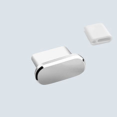 Tapon Antipolvo USB-C Jack Type-C Universal H10 para Sharp Aquos R6 Plata