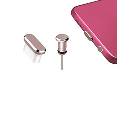 Tapon Antipolvo USB-C Jack Type-C Universal H12 para Sharp Aquos R6 Oro Rosa