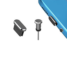 Tapon Antipolvo USB-C Jack Type-C Universal H15 para Wiko View Max Gris Oscuro