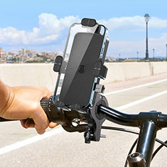 Universal Motocicleta Bicicleta Soporte Montaje de Manubrio Clip H01 para Wiko Lenny Negro