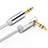 Cable Mini Jack de 3.5mm Adaptador Estereo Doble Macho Plano Audio A02 Blanco