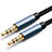 Cable Mini Jack de 3.5mm Adaptador Estereo Doble Macho Plano Audio A04 Negro