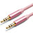 Cable Mini Jack de 3.5mm Adaptador Estereo Doble Macho Plano Audio A04 Rosa