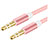 Cable Mini Jack de 3.5mm Adaptador Estereo Doble Macho Plano Audio A06 Rosa