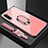 Carcasa Bumper Funda Silicona Espejo con Magnetico Anillo de dedo Soporte A01 para Samsung Galaxy Note 10 Oro Rosa