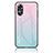 Carcasa Bumper Funda Silicona Espejo Gradiente Arco iris LS1 para Oppo A17 Cian