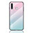 Carcasa Bumper Funda Silicona Espejo Gradiente Arco iris LS1 para Samsung Galaxy A70E Cian