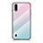 Carcasa Bumper Funda Silicona Espejo Gradiente Arco iris M01 para Samsung Galaxy A01 SM-A015 Cian