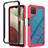 Carcasa Bumper Funda Silicona Transparente 360 Grados JX2 para Samsung Galaxy A12 Nacho Rojo