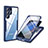 Carcasa Bumper Funda Silicona Transparente 360 Grados M01 para Samsung Galaxy S22 Ultra 5G Azul