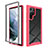 Carcasa Bumper Funda Silicona Transparente 360 Grados M02 para Samsung Galaxy S23 Ultra 5G Rosa Roja