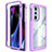 Carcasa Bumper Funda Silicona Transparente 360 Grados para Motorola Moto Edge 30 Pro 5G Morado