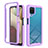 Carcasa Bumper Funda Silicona Transparente 360 Grados ZJ1 para Samsung Galaxy A12 Purpura Claro