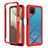 Carcasa Bumper Funda Silicona Transparente 360 Grados ZJ1 para Samsung Galaxy A12 Rojo