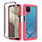 Carcasa Bumper Funda Silicona Transparente 360 Grados ZJ1 para Samsung Galaxy A12 Rosa Roja