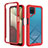 Carcasa Bumper Funda Silicona Transparente 360 Grados ZJ1 para Samsung Galaxy M12 Rojo