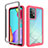 Carcasa Bumper Funda Silicona Transparente 360 Grados ZJ3 para Samsung Galaxy A52 4G Rosa Roja