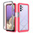 Carcasa Bumper Funda Silicona Transparente 360 Grados ZJ3 para Samsung Galaxy M32 5G Rosa Roja