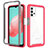 Carcasa Bumper Funda Silicona Transparente 360 Grados ZJ6 para Samsung Galaxy M32 5G Rosa Roja