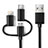 Cargador Cable Lightning USB Carga y Datos Android Micro USB C01 para Apple iPad Air 4 10.9 (2020) Negro