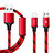 Cargador Cable Lightning USB Carga y Datos Android Micro USB ML02 Rojo