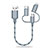 Cargador Cable Lightning USB Carga y Datos Android Micro USB Type-C 25cm S01 Gris