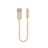 Cargador Cable USB Carga y Datos 15cm S01 para Apple iPad 4 Oro
