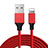 Cargador Cable USB Carga y Datos D03 para Apple iPhone 5S Rojo