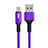 Cargador Cable USB Carga y Datos D21 para Apple iPad 2 Morado