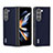 Funda Bumper Lujo Cuero y Plastico Mate Carcasa AD8 para Samsung Galaxy Z Fold5 5G Azul