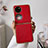 Funda Bumper Lujo Cuero y Plastico Mate Carcasa B02H para Huawei P50 Pocket Rojo