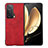 Funda Bumper Lujo Cuero y Plastico Mate Carcasa BH1 para Huawei Honor Magic V 5G Rojo