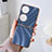 Funda Bumper Lujo Cuero y Plastico Mate Carcasa BH2 para Huawei P60 Pocket Azul