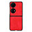 Funda Bumper Lujo Cuero y Plastico Mate Carcasa BH4 para Huawei P60 Pocket Rojo