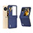 Funda Bumper Lujo Cuero y Plastico Mate Carcasa BH5 para Oppo Find N3 Flip 5G Azul