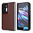 Funda Bumper Lujo Cuero y Plastico Mate Carcasa BY1 para Oppo Find N2 5G Marron