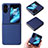 Funda Bumper Lujo Cuero y Plastico Mate Carcasa BY1 para Oppo Find N2 Flip 5G Azul