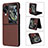 Funda Bumper Lujo Cuero y Plastico Mate Carcasa BY1 para Oppo Find N3 Flip 5G Marron