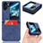 Funda Bumper Lujo Cuero y Plastico Mate Carcasa BY2 para Oppo Find N2 Flip 5G Azul