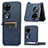 Funda Bumper Lujo Cuero y Plastico Mate Carcasa BY3 para Huawei P60 Pocket Azul
