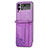 Funda Bumper Lujo Cuero y Plastico Mate Carcasa C01 para Samsung Galaxy Z Flip4 5G Morado