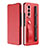 Funda Bumper Lujo Cuero y Plastico Mate Carcasa C06 para Samsung Galaxy Z Fold4 5G Rojo