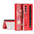 Funda Bumper Lujo Cuero y Plastico Mate Carcasa C07 para Samsung Galaxy Z Fold4 5G Rojo
