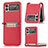 Funda Bumper Lujo Cuero y Plastico Mate Carcasa H01 para Samsung Galaxy Z Flip3 5G Rojo