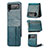 Funda Bumper Lujo Cuero y Plastico Mate Carcasa H03 para Samsung Galaxy Z Flip3 5G Azul