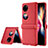 Funda Bumper Lujo Cuero y Plastico Mate Carcasa QK2 para Huawei P60 Pocket Rojo