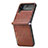 Funda Bumper Lujo Cuero y Plastico Mate Carcasa R04 para Samsung Galaxy Z Flip4 5G Marron