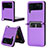 Funda Bumper Lujo Cuero y Plastico Mate Carcasa R05 para Samsung Galaxy Z Flip3 5G Morado